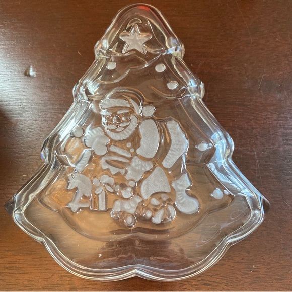 Gorham Holiday Traditions Crystal Santa Tree Dish with box - Picture 3 of 6